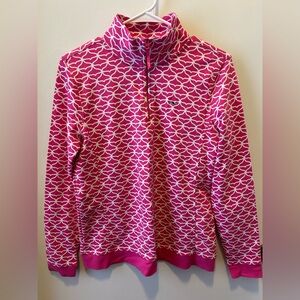 Vineyard Vines Pink and White Half-Zip Pullover